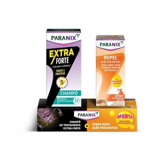 Paranix Extra Forte Champô de tratamento com pente 200 ml com Oferta de Repel Spray 100 ml