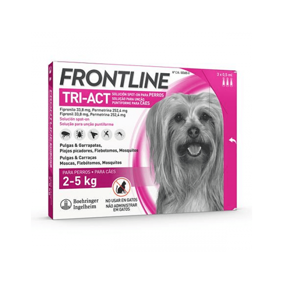 Frontline Tri-Act Cão 2-5kg 0,5 mL  3 pipetas