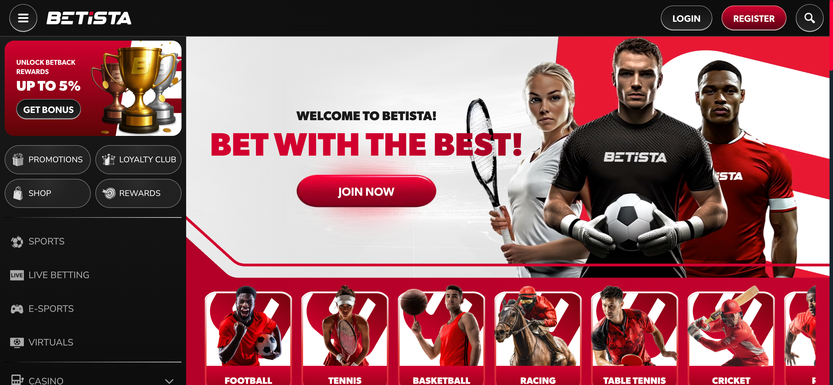 Betista Casino interface