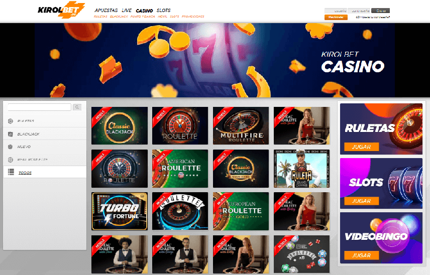 Kirolbet Casino interface